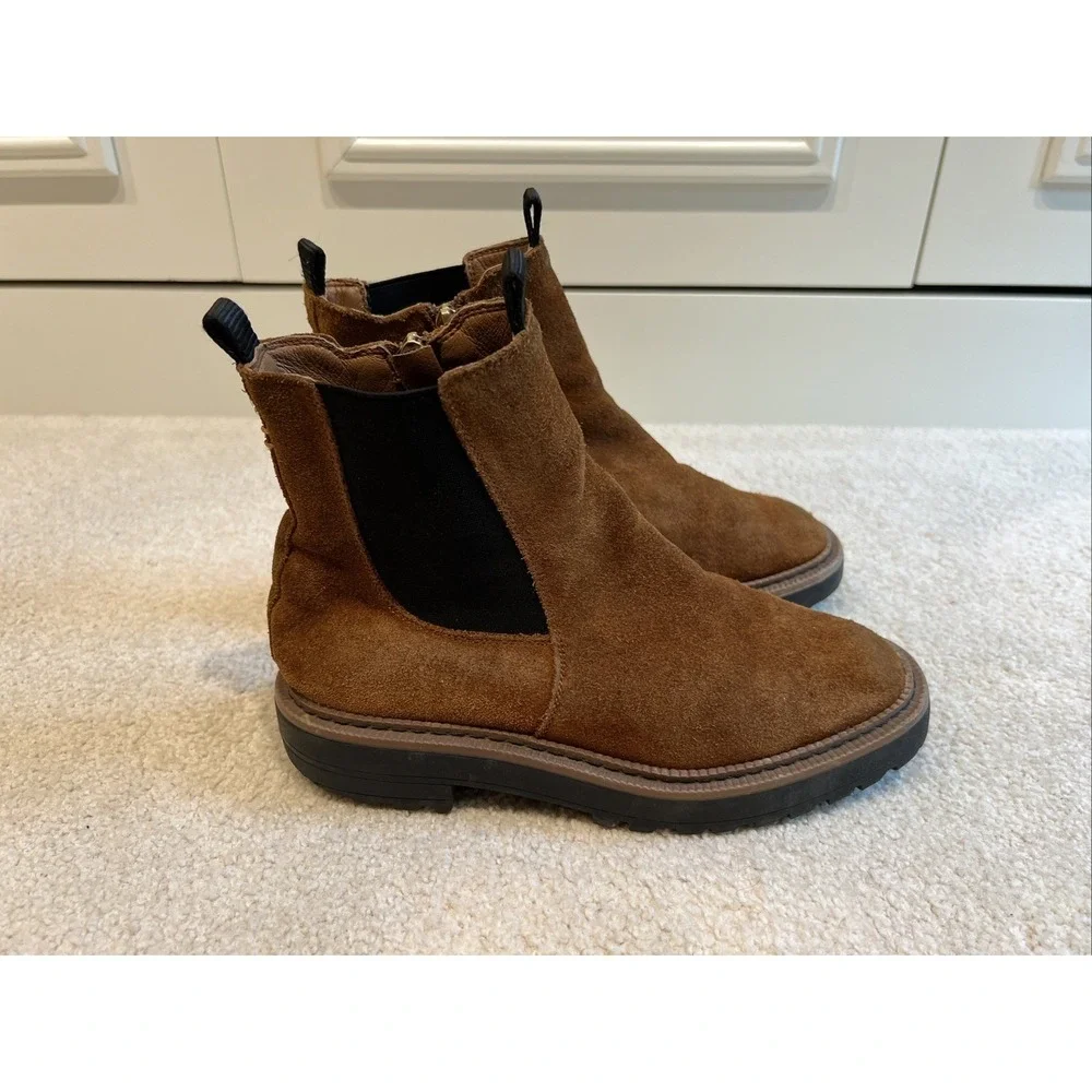 Sam Edelman Laguna Kids Frontier Brown Suede Chelsea Boot Size 4 Waterproof